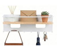 Calenxy Organizador de llaves con estante de madera, estante para llaves de pared con 8 ganchos e imán, multifuncional para pared, ahorro de espacio, soporte para llaves para entrada, pasillo, salón