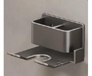 Calenxy Soporte para secador de pelo sin taladrar, soporte de pared autoadhesivo de aluminio con soporte para enchufe y cable, compartimento para la mayoría de secadores de pelo, accesorios de baño