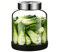 Calenxy Tarro de fermentación con tapa, tarro de fermentación de 2 l, recipiente para kimchi, kéfir de cristal con válvula de fermentación, vaso de fermentación de chucrut, tarro para pepino/chucrut