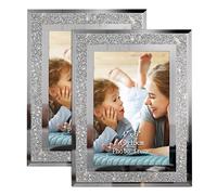 Calenzana Artsay - Juego de 2 marcos de fotos de cristal brillante para mesa, 4 x 6 pulgadas