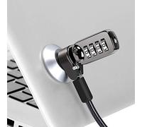 CaLeQi Cable de Seguridad con Cerradura de Combinación para Ordenador portátil, Ordenador, Monitor LCD, 2 m de Cable Negro (Bloqueo del Ordenador + Bloqueo Redondo)