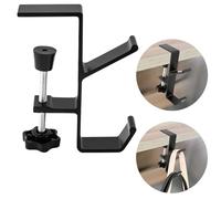 CaLeQi Soporte de Escritorio para Bolsa Gancho Abrazadera,Colgador de Mochila Portátil para Escritorio Soporte de Auriculares para Reducir el Desorden (1 Pcs-Double Hook Negro)