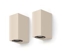 CALEX aplique de pared Bergamo, para exteriores e interiores, 2x casquillos GU10, forma rectangular, luz arriba y abajo, impermeable, sin bombillas, Arena, 2-Pack