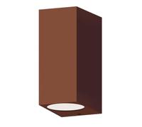 CALEX aplique de pared Bergamo, para exteriores e interiores, 2x casquillos GU10, forma rectangular, luz arriba y abajo, impermeable, sin bombillas, color óxido