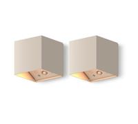 CALEX Aplique de Pared Falerna, Recargable, Regulable, Arena, pack de 2 | Una batería de 2000mAh ofrece hasta 8 horas de uso, con carga USB-C y luz regulable arriba y abajo