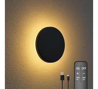 CALEX aplique de pared Siderno, para exterior e interior, luz indirecta, batería recargable, sin cables, regulable, impermeable, negro