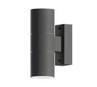 CALEX aplique de pared Turin, para exteriores e interiores, 2x casquillos GU10, forma cilíndrica, luz arriba y abajo, impermeable, sin bombillas, antracita
