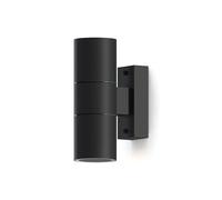 CALEX aplique de pared Turin, para exteriores e interiores, 2x casquillos GU10, forma cilíndrica, luz arriba y abajo, impermeable, sin bombillas, negro