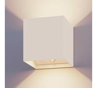 CALEX aplique de pared Volterra, para exterior e interior, luz ascendente y descendente, batería recargable por USB-C, inalámbrico, con sensor de movimiento, impermeable, blanco
