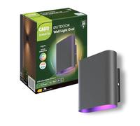 CALEX aplique LED inteligente de exterior, Up & Downlight, diseño ovalado, módulo LED integrado, colores RGB y luz de fría a, regulable, resistente al agua, control por aplicación y voz, negro