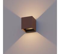 Calex Aplique LED para exterior Cube, arriba/abajo, altura 10 cm, marrón óxido EC:EPREL:1881292