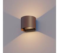 Calex Aplique LED para exterior ovalado, arriba/abajo, altura 10 cm, marrón EC:EPREL:1881289