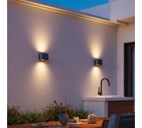 Calex Aplique LED para exterior Potenza up/down, IP44, negro/dorado EC:EPREL:2241563
