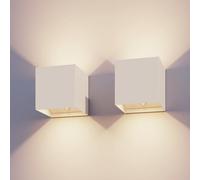 CALEX apliques de pared Volterra, para exterior e interior, luz ascendente y descendente, batería recargable por USB-C, inalámbricos, con sensor de movimiento, impermeables, blancos, pack de 2