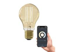 CALEX bombilla LED inteligente, E27 A60 con filamento dorado, luz blanca, regulable, control por aplicación y voz