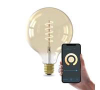 CALEX bombilla LED inteligente, E27 G125 con filamento dorado, luz blanca, regulable, control por aplicación y voz