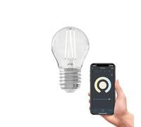 CALEX Bombilla LED Inteligente E27 P45, Filamento, Blanca Cálida, WiFi App | Un brillo cálido y decorativo de filamento, con control por voz mediante Alexa, Google Home o Siri