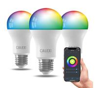 CALEX Bombilla LED Inteligente E27, RGB + luz blanca, regulable, WLAN con gateway, control por aplicación y voz, 3-pack