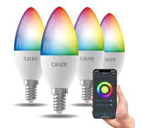 CALEX bombillas LED inteligentes, E14, B35 vela, con colores RGB y luz blanca, regulables, Wi-Fi, control por aplicación y voz, pack de 4