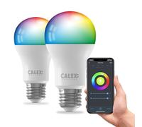 CALEX bombillas LED inteligentes, E27, A60, con colores RGB y luz blanca, regulables, Wi-Fi, control por aplicación y voz, pack de 2