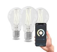 CALEX bombillas LED inteligentes, E27, de filamento, luz blanca, regulables, control por aplicación y voz, pack de 3