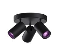 CALEX foco de techo LED inteligente de tres luces, redondo y orientable, colores RGB y luz de fría a, regulable, control por aplicación y voz, negro