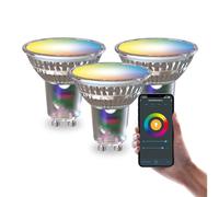 CALEX focos LED inteligentes, GU10, PAR16, con colores RGB y luz de fría a, regulables, control por aplicación y voz, pack de 3