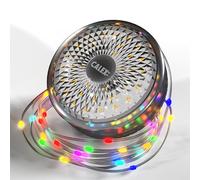 CALEX Guirnalda de luces de 8 m, recargable, retráctil, funciona con pilas, RGB y luz blanca cálida, jardín, patio, caravana