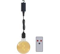 Calex Lámpara colgante exterior con bombilla de filamento dorado - Iluminación colgante con batería - Luminaria decorativa con pilas - 4 lúmenes luz suave