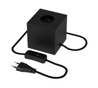 Calex Lámpara de Mesa Cuadrada, E27, Negra, Sin Bombilla | Compatible con la bombilla E27 de tu elección, para personalizar el ambiente a tu gusto