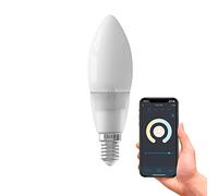 CALEX Lámpara inteligente E14, con aplicación y control por voz Alexa (4,5 W), bombilla LED Wifi, regulable, lámpara WiFi, blanco cálido
