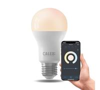CALEX Lámpara inteligente E27, con aplicación y control por voz Alexa (9 W), bombilla LED Wifi, regulable, lámpara WiFi, blanco cálido