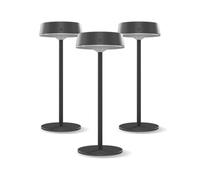 CALEX lámparas solares de mesa Parma, recargables, inalámbricas, regulables, luz, resistentes al agua, aluminio, negras, pack de 3