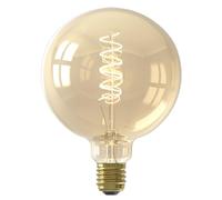 CALEX LED Bombilla, E27, G125, con filamento espiral vintage dorada, luz blanca de 2100 K, regulable