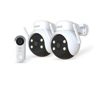 CALEX Smart Security Kit de Inicio Exterior, 2 cámara Exterior PTZ 2K + Video-Timbre con Audio bidireccional, Full HD