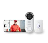 Calex - Timbre de vídeo con cámara, timbre inteligente de 2 K, cableado con timbre y función de intercomunicador, timbre con aplicación, compatible con Alexa, blanco