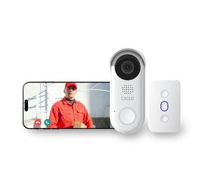 Calex - Timbre de vídeo con cámara, timbre inteligente de 2 K, cableado con timbre y función de intercomunicador, timbre con aplicación, compatible con Alexa, blanco