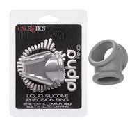 CalExotics Alpha Liquid Silicone Precision Ring - Male Enhancement Dual Support Ring Silicone Sex Toys for Men - Gray