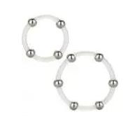 CALEXOTICS - KIT DE 2 UDS ANILLO DE SILICONA CON CUENTAS DE ACERO