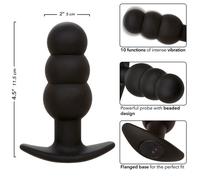 Calexotics - rock bottom plug anal con cuentas 10 vibraciones silicona negro