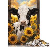 Calf in Sunflower Field Puzzle Imposible,desafío for Adults Entretenimiento Creativo 1000 Piezas Obra De Arte De Juego De para Adultos Y Niños A Partir De 12 Años 1000pcs (75x50cm)
