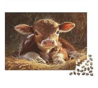 Calf Lying Hay 1000 Piezas De Rompecabezas para Adultos, Rompecabezas Adultos, Juego De Habilidad Difícil De Completar 70x50cm/1000pcs