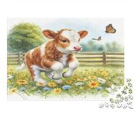 Calf Running Field 100% Recycled Cardboard Woman with Butterflies 1000 Piece Puzzle for Adults The Impossible Challenge Fun Present 70x50cm/1000pcs