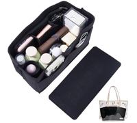 CALFOVERA 2 Juego de Organizador de Bolsos de Fieltro con Base Moldeable, Organizador de Bolsos Tipo Pochette con Bolsillo con Cremallera Y Soporte para Botella, Inserto para Bolso, Bolso de Mano