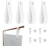 CALFOVERA 4 Correa de Cuero Sintético para Colgar Letreros, Soporte para Barra de Cortina de Cuero Sintético Blanco, con Tornillos para Compromisos, Bodas, Bienvenidas, Eventos, Exhibición