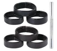 CALFOVERA 6 Estilo de Hebilla de Anilla para Cinturón de Cuero Genuino, Organizador de Correas de Extremo de Piel de Vaca Negra, Soporte de Fijación, Soportes de Repuesto, Presillas de Retención