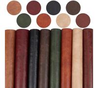 CALFOVERA 8 lámina de Cuero Sintético PU Envejecido de 30 x 21cm, Suave, de Microfibra Crazy Horse, Rollo de Vinilo de Cuero Texturizado para Tapicería, Ideal para Bolsos, Joyería Y Decoración