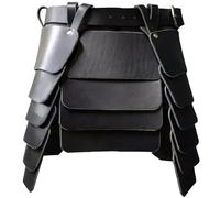CALFOVERA Armadura de Muslo Retro de Tres Lados, Cinturón Ancho Vikingo Medieval, Falda de Cuero Sintético para Caballero Mercenario con Hebilla Ancha para LARP, Cosplay, Disfraz, Fiesta de Maquillaje