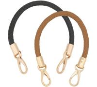 CALFOVERA Asas Cortas de 41.5cm para Bolso, Correas Trenzadas de 2 colores, Repuesto de Cuero Sintético para Bolso de Mano, Reparación de Carteras de Ganchillo con Cierres Dorados para Mujer