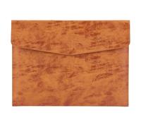 CALFOVERA Carpeta Portadocumentos Fina de Piel Sintética A4, Resistente Al Agua, Color Marrón, con Bolsillo Organizador Y Cierre A Presión para Recibos, Contratos, Papelería Y Tabletas.